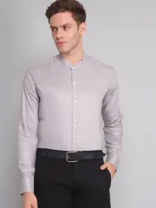 TRYBUY.IN Men Band Collar Solid Cotton Semiformal Shirt
