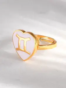 Voylla Gold-Plated Zodiac Gemini Enamel Finger Ring