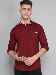 TRYBUY.IN Men Spread Collar Solid Cotton Semiformal Shirt