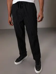 Banana Club Men Striped Relaxed Linen Trousers
