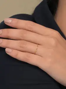 PALMONAS Gold-Plated Stainless Steel Smooth Thin Stacking Finger Ring