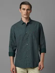 Louis Philippe Sport Men Spread Collar Micro Ditsy Printed Cotton Slim Fit Casual Shirt