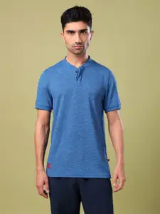 Technosport Self Design Henley Neck UPF50 Slim Fit Sports T-shirt