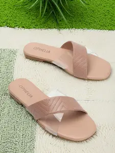 OPHELIA Women Textured Open Toe Flats