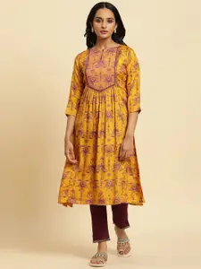 W Floral Printed Keyhole Neck Empire A Line Kurta