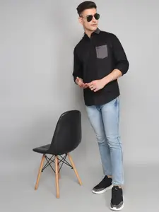 TRYBUY.IN Men Spread Collar Solid Cotton Semiformal Shirt