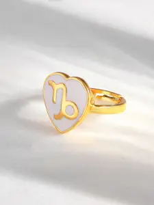 Voylla Gold-Plated Zodiac Capricorn Enamel Finger Ring