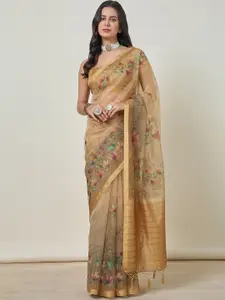 Soch Women Organza Floral Saree With Tassels