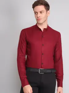 TRYBUY.IN Men Band Collar Solid Cotton Semiformal Shirt