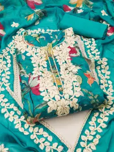 KALINI Floral Embroidered Organza Unstitched Dress Material