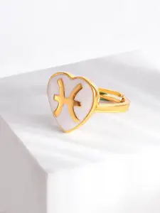 Voylla Gold-Plated Zodiac Pisces Enamel Finger Ring
