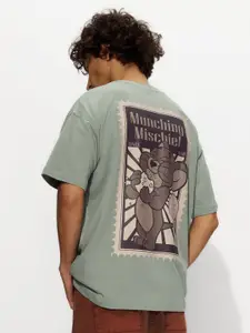 The Souled Store Men Graphic Printed Round Neck Cotton Oversized T-shirt