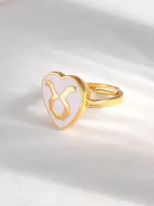 Voylla Gold-Plated Zodiac Taurus Enamel Finger Ring
