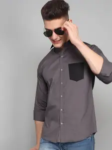 TRYBUY.IN Men Spread Collar Solid Cotton Semiformal Shirt