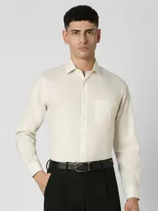 Van Heusen Men Spread Collar Textured Printed Cotton Formal Shirt