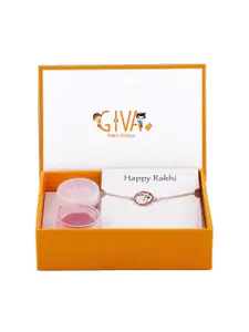 GIVA 925 Silver Classic Om Bracelet Rakhi With Roli Chawal & Greeting Card