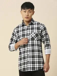 TRYBUY.IN Men Spread Collar Tartan Checks Checked Cotton Casual Shirt