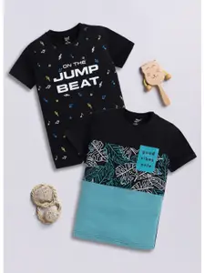 Toonyport Boys Pack Of 2 Graphic Printed Round Neck Cotton T-shirts