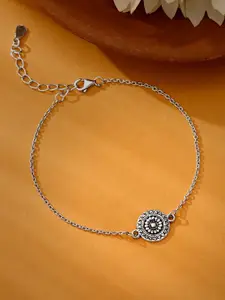 GIVA 925 Silver Vintage Floral Bracelet Rakhi With Roli Chawal & Greeting Card