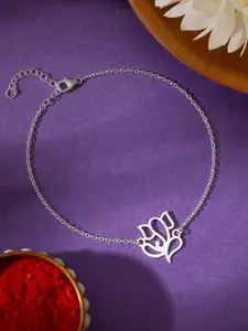 GIVA 925 Silver Ganesha Charm Bracelet Rakhi With Roli Chawal & Greeting Card