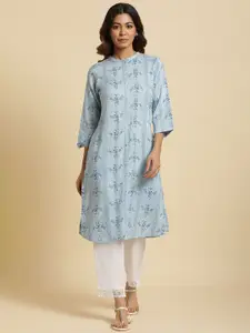 W  Abstarct Printed Mandarin Collar Straight Kurta