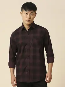 TRYBUY.IN Men Spread Collar Tartan Checks Checked Cotton Casual Shirt