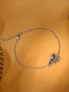 GIVA 925 Silver Jai Shree Ram Bracelet Rakhi With Roli Chawal & Greeting Card