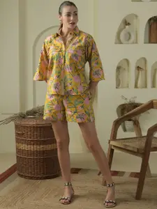 The Quince Life Floral Printed Pure Cotton Shirt With Shorts