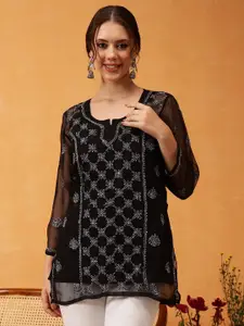 ADA Ethnic Motifs Embroidered Chikankari Chikankari Kurti