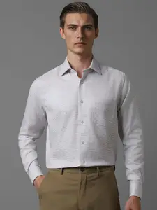 Louis Philippe Men Classic Spread Collar Textured Solid Cotton Formal Shirt