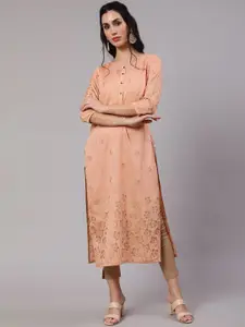 Sangria Floral Printed Chanderi Silk Straight Kurtas