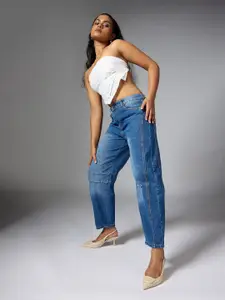 FREAKINS Women Cotton High-Rise Low Distress Light Fade Jeans