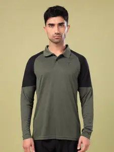 Technosport Colourblocked Polo Collar UPF50 Techno cool+ Slim Fit T-shirt