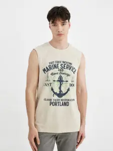 DeFacto Men Typography Printed Raw Edge T-shirt