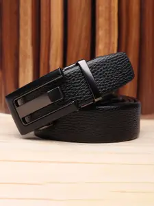 WINSOME DEAL Men Slider Buckle Closure Textured Formal Belt