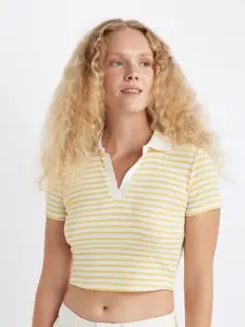 DeFacto Women Striped V-Neck Pockets T-shirt