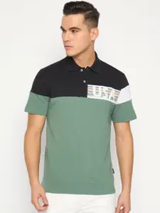 Duke Men Colourblocked Printed Polo Collar Cotton Slim Fit T-shirt