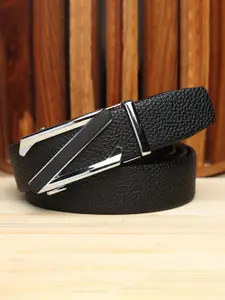 WINSOME DEAL Men Slider Buckle Closure Textured Formal Belt