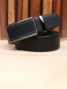 WINSOME DEAL Men Slider Buckle Closure Textured Formal Belt