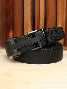 WINSOME DEAL Men Slider Buckle Closure Textured Formal Belt