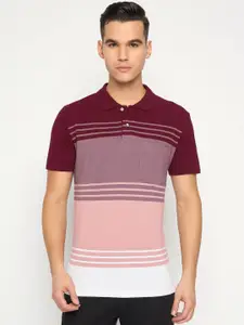 Duke Men Striped Polo Collar Cotton T-shirt