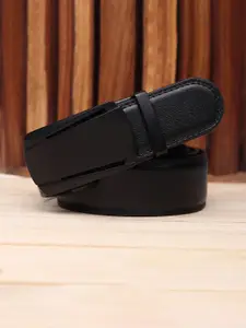 WINSOME DEAL Men Slider Buckle Closure Textured Formal Belt