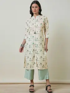 Soch Floral Printed Mandarin Collar Straight Kurta