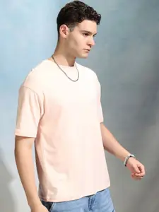 HIGHLANDER Men Solid Round Neck Cotton Relaxed Fit Sports T-Shirt