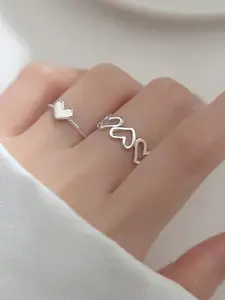 Jewels Galaxy Set Of 2 Silver-Plated Finger Ring