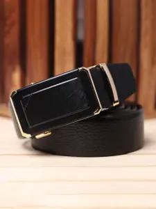 WINSOME DEAL Men Slider Buckle Closure Textured Formal Belt