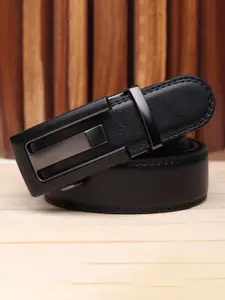 WINSOME DEAL Men Slider Buckle Closure Textured Formal Belt