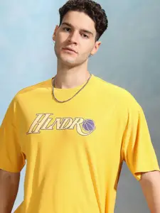 HIGHLANDER Men Graphic Printed Round Neck Oversized Sports T-Shirt