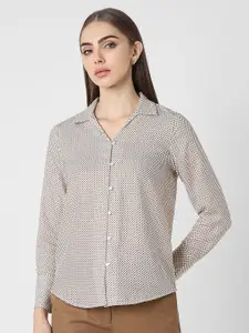 Van Heusen Woman Spread Collar Micro Ditsy Printed Formal Shirt