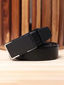 WINSOME DEAL Men Slider Buckle Closure Textured Formal Belt